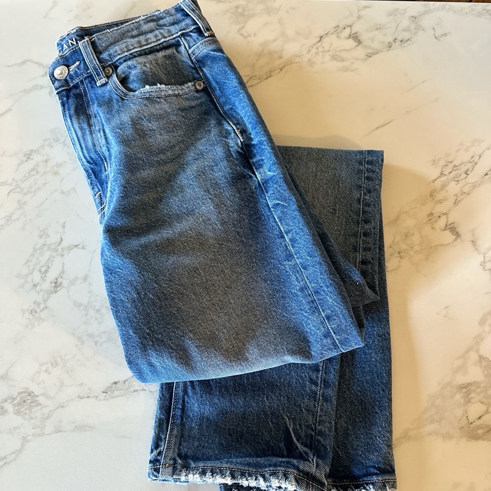 American Eagle Outfitters Medium Blue Straight-Leg Jeans